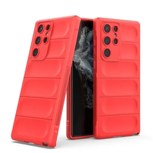 Handyhülle kompatibel mit Samsung Galaxy S22 Ultra | TPU Silikon Bumper Case | Outdoor Schutzhülle mit Stoßschutz | Rot