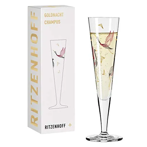 RITZENHOFF 1071015 Champagnerglas 200 ml - Serie Goldnacht Nr. 15 - Edles Designerstück mit Echt-Gold - Made in Germany