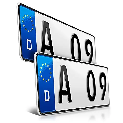 schildEVO 2 Kfz Kennzeichen | 320 x 110 mm | DIN-Zertifiziert – individuelles EU Wunschkennzeichen | PKW Nummernschild | kurzes Autokennzeichen | Auto-Schild | Fahrradträger & Anhänger | DHL-Versand