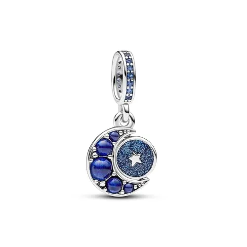 PANDORA Moments Funkelnder Drehender Mond Charm-Anhänger in blau von Pandora