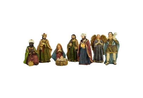 Faszinierende 8-tlg. Krippenfiguren Set, ca. 10,5 cm - Wunderschönes Krippenfiguren-Set aus Polystone, perfekt für die Weihnachtszeit. Enthält Engel Gabriel und die Heiligen Drei Könige, um Ihr Krippenspiel zu bereichern.