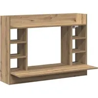 vidaXL Wandmontierter Schreibtisch Artisan Oak 105x48x75 cm - Kinderschreibtisch mit modernem, rustikalem Design und viel Stauraum durch mehrere schwebende Regale. Ideal für kleine Räume und perfekt für Home Office oder Lernbereiche.