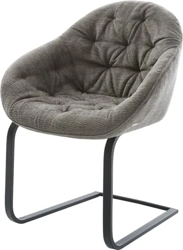 DELIFE Schwingstuhl Gaio-Flex Freischwinger flach Schwarz Bouclé Soft Schlamm