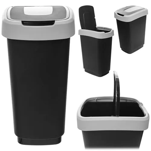 KADAX Mülleimer 25L mit Schwingdeckel – Platzsparender Abfallbehälter für Küche & Büro