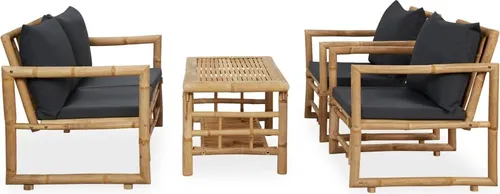 Produktbild vidaXL 4-tlg. Garten-Lounge-Set mit Auflagen Bambus