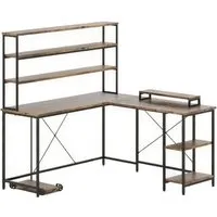 COSTWAY L-förmiger Eckschreibtisch mit LED und Steckdosen - Schreibtisch mit reversibler Bauweise, integrierter LED-Beleuchtung und praktischer Steckdosenleiste für ein optimales Arbeits- oder Spielerlebnis.