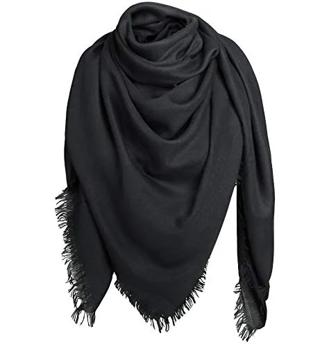 Superora Damen Halstuch Schultertuch Schal Scarf Stola Quadratischer Deckenschal mit Fransen 140 * 140cm