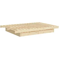 KARUP DESIGN Kanso Bed - Stauraumbett mit 4 Schubladen, beige - Betten mit Stauraum: Das Kanso-Bett vereint modernes Design mit praktischen 4 Schubladen für optimalen Platz in kleinen Räumen. Inklusive Lattenrost und FSC-zertifiziertem Massivholz.