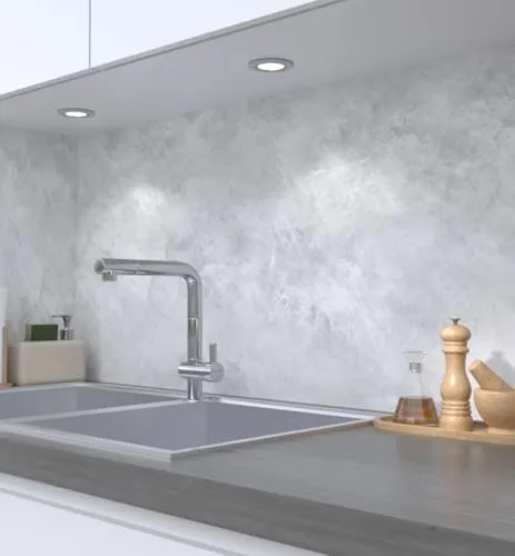MyMaxxi Küchenrückwand Folie selbstklebend matt - einfache Montage ohne Bohren 0,4mm stark Versteift - Motiv Beton in Marmor Optik 60cm hoch - Spritzschutz Küche Klebefolie - Mauer Wand 220 x 60cm