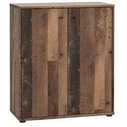 FORTE TEMPRA 2 Kommode mit Vintage Dekor - Kommode aus Holzwerkstoff im Old-Wood Vintage Design, ausgestattet mit 2 verstellbaren Einlegeböden und pflegeleichten Oberflächen - ideal für stilvolle Räume.