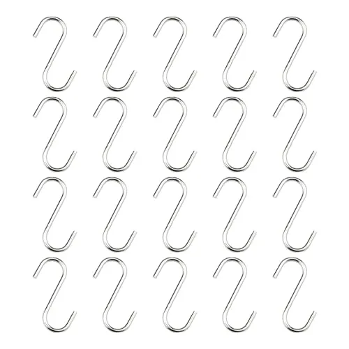 SLEEKEE 20 Stück S-förmige Metallhaken, Küchenhaken, Schlafzimmerhaken, abnehmbare Aufbewahrungshaken, spurlose Multifunktionshaken für Küche, Schlafzimmer, Badezimmer