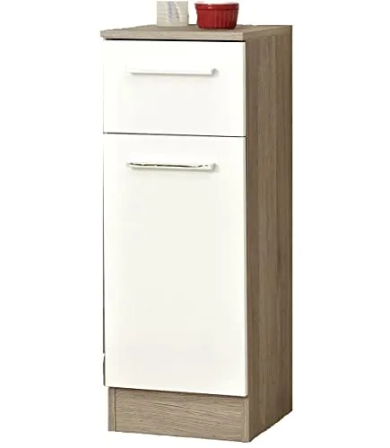 Pelipal Badezimmerschrank Quickset 380 in Weiß Glanz/Sanremo Eiche Terra, 30 cm breit