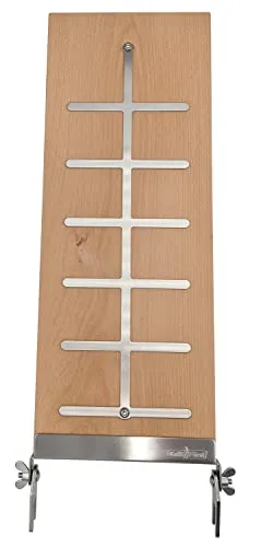 Grillfürst Flammlachsbrett - Halterung zum Schrauben aus Buchenholz für Flammlachs, 19 cm x 50 cm langes Räucherbrett mit 16 mm Nut für Grills und Feuerstellen