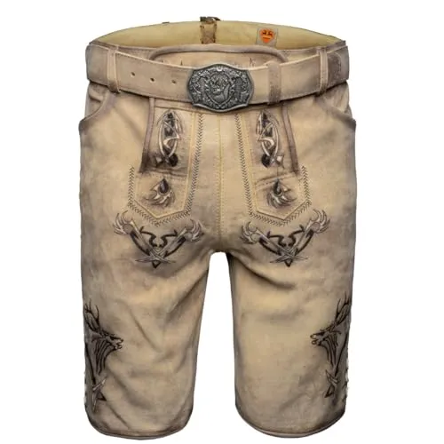 Maddox Trachtenlederhose Felixsee Herren braun 52 - Herren-Trachten Lederhose aus 100% strapazierfähigem Leder, ideal für festliche Anlässe und gemütliche Freizeit. Mit Gürtelschlaufen und praktischen Taschen für hohen Tragekomfort.