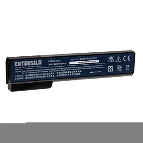 EXTENSILO Akku für HP EliteBook 8460p/8470p/8560p - Hochleistungs-Laptop-Akku mit 6000mAh, 11,1V, Li-Ion. Ideal für längere Laufzeiten und sichere Nutzung durch Kurzschluss- und Überhitzungsschutz.