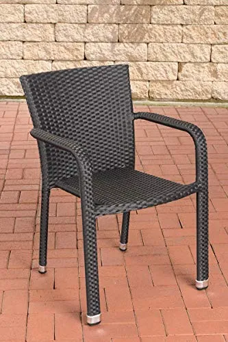 CLP Polyrattan-Gartenstuhl Leonie - Wetterbeständiger Outdoor-Stapelstuhl - Essstuhl aus hochwertigem Polyrattan, pflegeleicht und wetterbeständig. Ideal für Garten und Terrasse, stapelbar für platzsparende Lagerung.