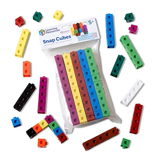 Learning Resources Snap Cubes Steckwürfel (Set mit 100 Stück), Mathewürfel zum Zählen, Muster Legen & Bauen, 2 cm Würfel in 10 Farben, Lernspielzeug für Vorschule & Grundschule