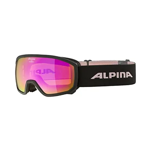 ALPINA SCARABEO JR. Q-LITE - OTG Skibrille für Kinder - Skibrille mit verspiegelter, kontrastverstärkender Scheibe, 100% UV-Schutz und Fogstop-Beschichtung für beschlagfreie Sicht – ideal für kleine Skifahrer!
