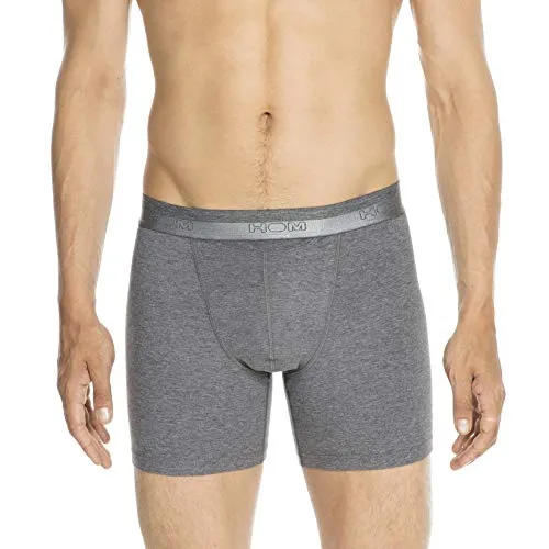 HOM Herren Boxershort Lang HO1 Grau L - Retroshorts für Herren, ikonische lange Boxershorts mit bequemem horizontalen Eingriff und optimalem Sitz, der Scheuern der Oberschenkel vermeidet.