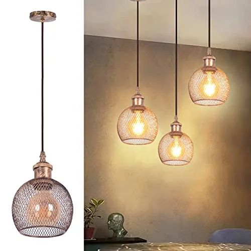 TWSXTE E27 Vintage Pendelleuchte, industrielle Retro-Deckenleuchte, Käfig-Kronleuchter im Vintage-Stil, Innenbeleuchtung, verstellbare Seildekoration