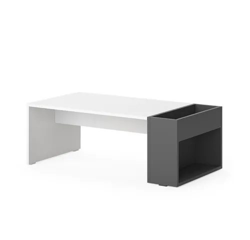 Vicco Couchtisch Chris, Weiß/Anthrazit, 95 x 49.4 cm - Moderne Couchtisch mit integriertem Stauraum, ideal für ein ordentliches Wohnzimmer. Perfekt als Beistelltisch für entspannte Abende mit einer Tasse Tee und einem Buch.
