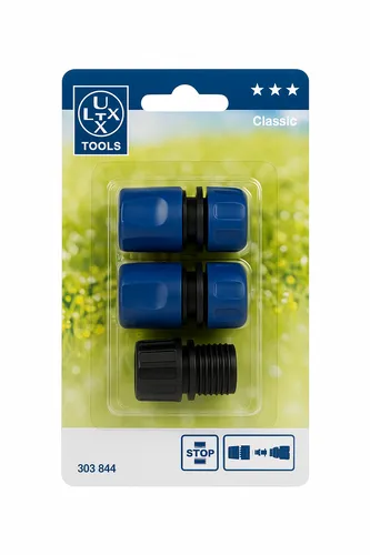 LUXX Gartenschlauch Zubehör – 3-teiliges Set in Blau - Praktisches 3-teiliges Set für den Garten, inklusive multifunktionaler Gartenbrause. Ideal für vielseitigen Einsatz im Außenbereich.