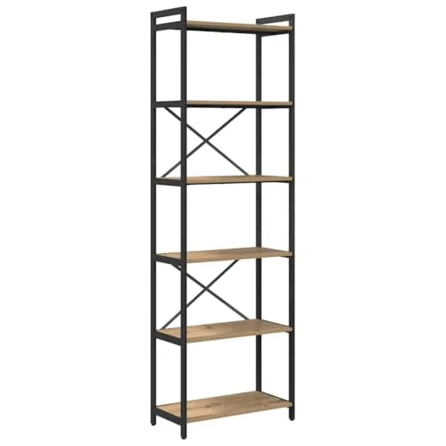 vidaXL Freistehendes Bücherregal in Artisan Eiche - Regal im Industrie-Stil, bietet viel Stauraum mit verstellbaren Füßen für Stabilität auf unebenen Böden.