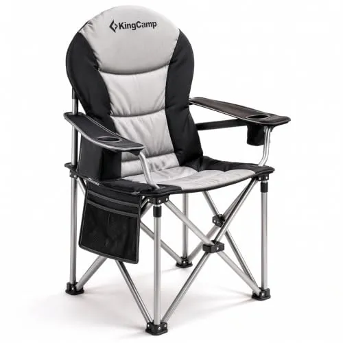 KingCamp Faltbarer Campingstuhl XXL Schwarz – Ergonomisch Gepolstert bis 250kg