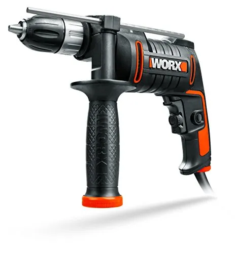 WORX WX317 Schlagbohrmaschine 600W mit stufenloser Drehzahlregulierung, Tiefenanschlag, werkzeuglosem Bohrfutter, Zusatzhandgriff u.v.m