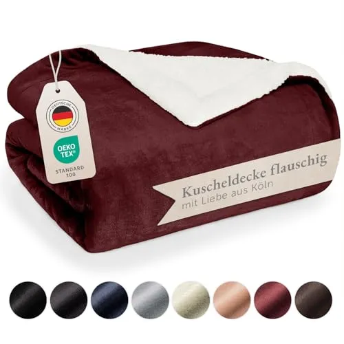 Blumtal Premium Sherpa Kuscheldecke 150x200 cm in rot von Blumtal