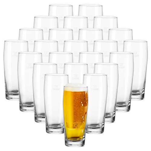 Van Well Willi Becher 0,5 l - 24er Set Biergläser - Gläser & Glaswaren: 24 spülmaschinenfeste Willi Becher, ideal für gesellige Abende und Partys, mit einer Höhe von 18,5 cm und einer Kapazität von 640 ml.