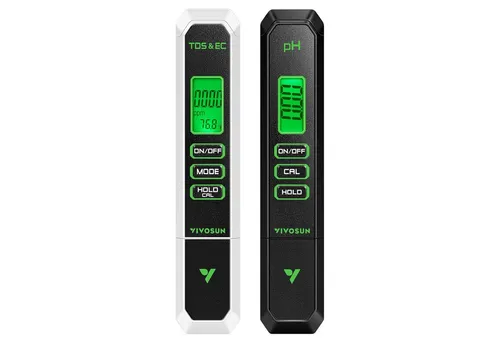 VIVOSUN pH- und TDS-Messgerät-Set - Präzises pH- und TDS-Messgerät-Set für einfache Wasseranalysen. Ideal für Hydroponik, Aquaristik und Pools. Kompakt, leicht und sofort einsatzbereit – für zuverlässige Messungen von pH, EC/TDS und Temperatur.