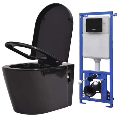 vidaXL Hänge Toilette mit Unterputz-Spülkasten und Soft-Close Sitz - Elegante Hänge-Toilette mit geräuschlosem Soft-Close-System und platzsparendem Unterputz-Spülkasten. Ideal für modernes Bad-Design. Langlebig und leicht zu reinigen dank Keramikschüssel.
