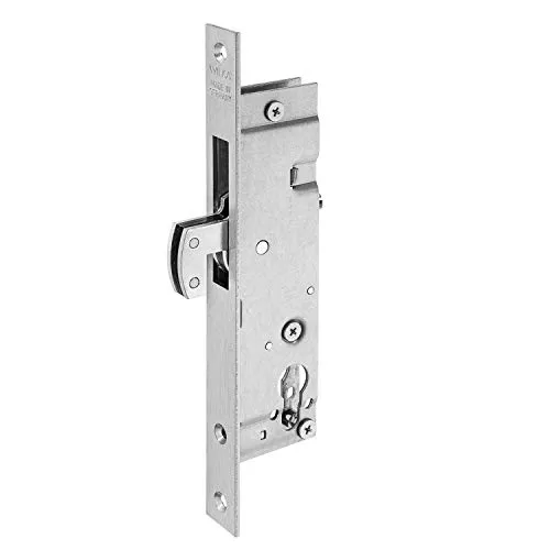 WILKA Haken-Schwenkriegel-Einsteckschloss 1436 für Rohrrahmentüren | Dornmaß 40 mm | Stulp 245 mm flach Edelstahl | für Profilzylinder vorgerichtet