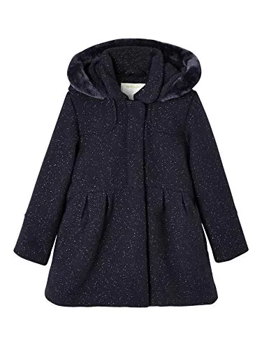 Vertbaudet Mädchen Wintermantel mit Kapuze, Woll-Mix marine 92/98 - Stylischer Wintermantel mit abnehmbarer Kapuze und praktischen Taschen, ideal für kalte Tage. Der Woll-Mix sorgt für angenehme Wärme und Tragekomfort.