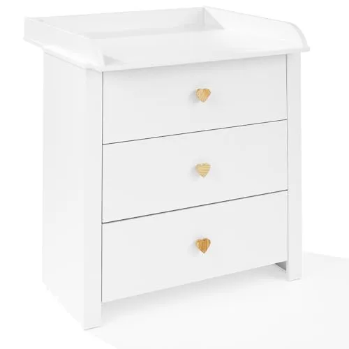 ATB Wickelkommode - Wickeltisch 101 x 85 x 75 cm - Babyzimmer Komplettset - Funktional Möbel - Bequemer Baby mit Schubladen – Baby Changing Table - Weiße - Little Heart