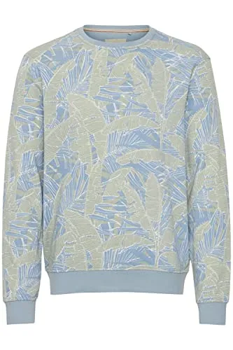 Blend 20715350 Herren Sweatshirt Pullover Pulli mit Rundhalsausschnitt O-Neck Print Sommer Blumen, Größe:L, Farbe:Dusty Blue (164010)