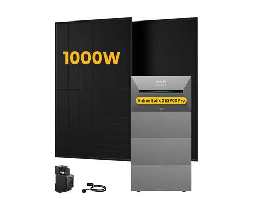 Anker Balkonkraftwerk 1000W Anker SOLIX Solarbank 3 E2700 Pro mit Smart Meter, 0-5x BP2700, (Smart Meter und 2x 500Wp Full Black im Lieferumfang enthalten), Speicher mit integriertem Wechselrichter, All-in-One 2,668kWh Akku