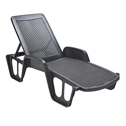 Sonnenliege für den Außenbereich, faltbares Sonnendeck, Stapelbar, Made in Italy, 192 x 71 x 45 cm, Farbe Anthrazit