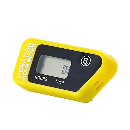 Digital Engine Stunde Meter komplett wasserfest zurücksetzbar Vibration Stunde kabellos für alle vibrierender Maschine Motocross Marine Motorrad(yellow)