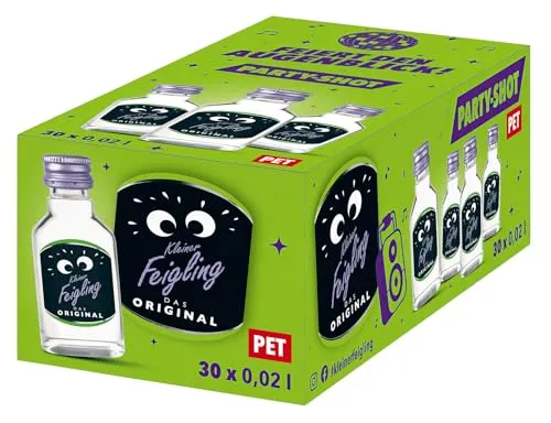 Kleiner Feigling Das Original (30 x 20 ml) PET – Feinster Vodka mit fruchtigem Feigenaroma – Der kultige Feier-Schnaps für jede Feier – Frech, fruchtiger Shot – 20 % Vol.