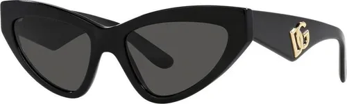 Dolce & Gabbana DG4439 Sonnenbrille - Damen Sonnenbrille im Cat Eye Stil mit UV400 Schutz, leichter Acetat-Rahmen in Schwarz und getönten grauen Polycarbonat-Gläsern für einen eleganten Look.