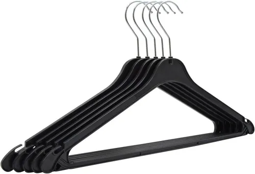 RSR Hangers Kleiderbügel K 43 cm Hemdenbügel K Blusenbügel Schwarz Platzspar mit Steg, (20-tlg)