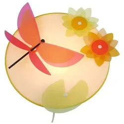 Xxxl Kinderwandleuchte Libelle, Gelb, Mehrfarbig - Kinderlampe mit Schnurschalter, aus robustem Kunststoff, ideal für das Kinderzimmer, Größe 25x8x25 cm