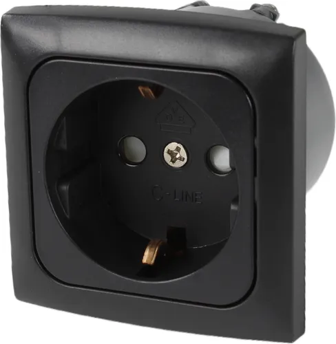 C-Line Presto Inprojal CBE Steckdose Schuko + Abdeckrahmen + Isodose 220 / 230 Volt schwarz