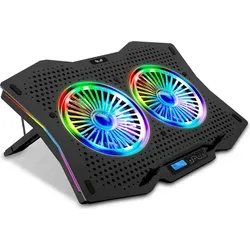 SK Notebook Laptop Rainbow Kühler R710 - Schwarz - Laptop-Ständer mit RGB-Beleuchtung und 10 Kühlmodi, schützt Ihr Notebook vor Überhitzung und erhöht die Lebensdauer. Ideal für Notebooks von 10