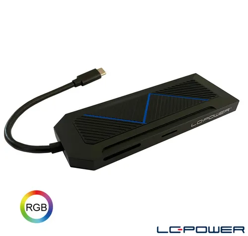 LC-Power USB-Hub LC-HUB-C-MULTI-6-RGB - Universeller USB-Hub mit 3x USB-A, 1x USB-C-PD und 1x HDMI bis 4K UHD - ideal für vielseitige Anschlussmöglichkeiten!