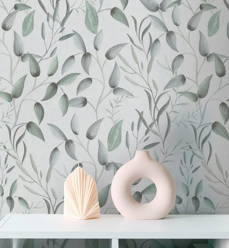 A.S. Création Vliestapete PintWalls II Blätterranken Tapete Mustertapete Blätter Natur, strukturiert, matt, (1 St), Vliestapete floral für Schlafzimmer Küche Wohnzimmer Blätterranke Flur