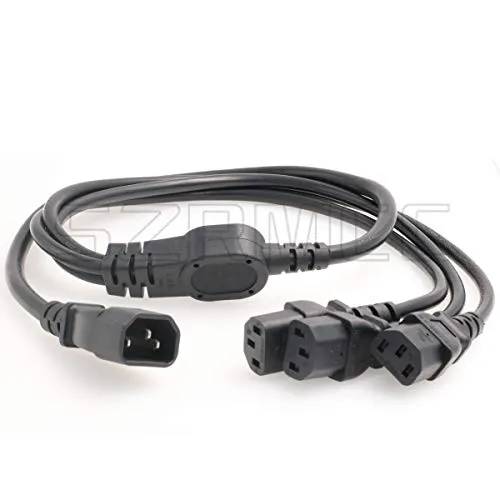SZRMCC USV PDU Server Y Splitter Netzkabel IEC320 C14 bis 3 x C13 10A 250V Verlängerungskabel (3xC13 1m)