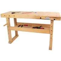 Rikta Buchenholz-Hobelbank mit variablem Schraubstock - Ideal für Schreiner und Bastler - Hobelbank aus Buchenholz mit stabiler Konstruktion, extra breitem, variabel einstellbarem Schraubstock und praktischer Werkzeugablage – perfekt für präzises Arbeiten.